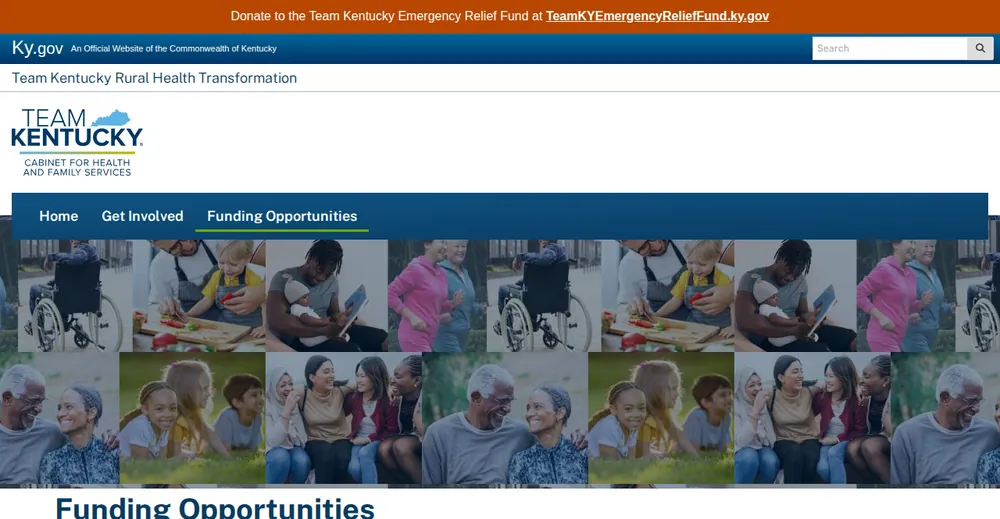 Screenshot of the top of Kentucky's official Rural Health Transformation Program page at ruralhealthplan.ky.gov, the state's primary RHTP source.
