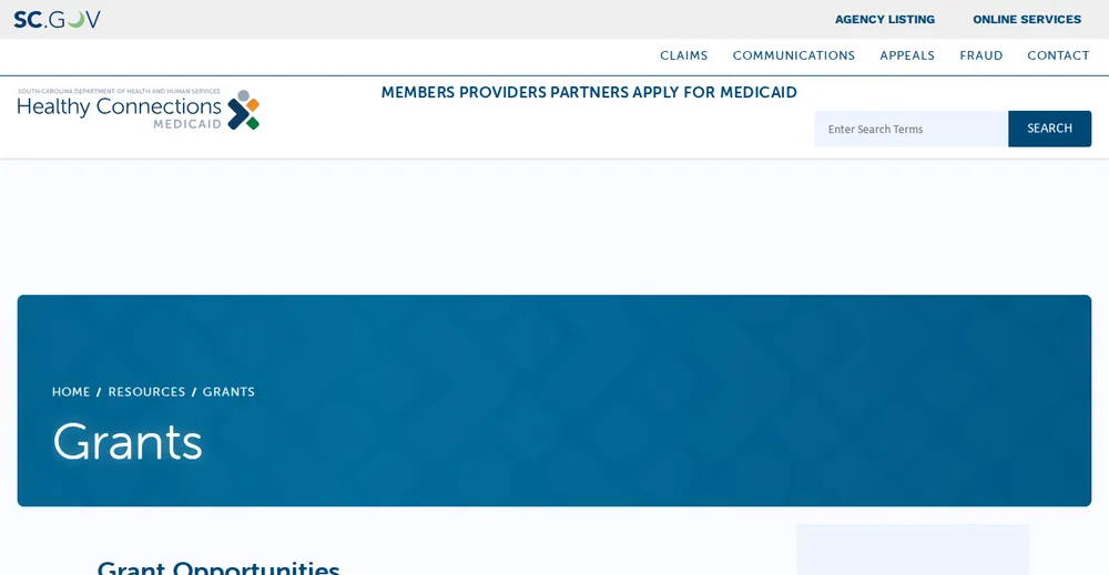 Screenshot of the top of South Carolina's official Rural Health Transformation Program page at scorh.net, the state's primary RHTP source.