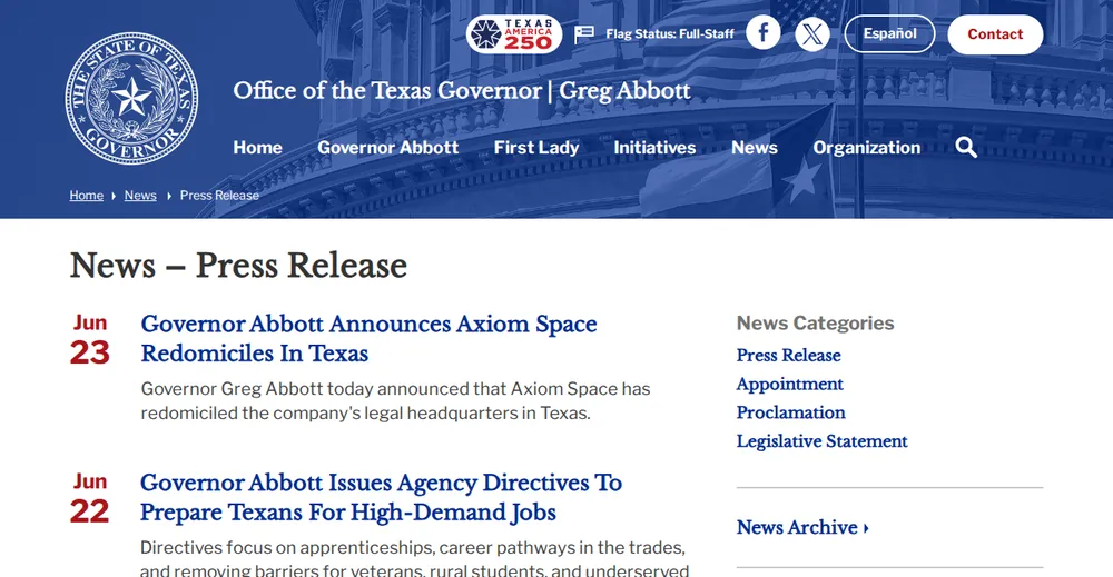 Screenshot of the top of Texas's official Rural Health Transformation Program page at pfd.hhs.texas.gov, the state's primary RHTP source.